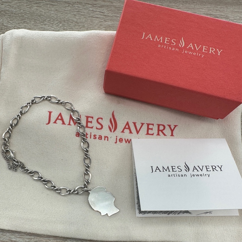 James Avery Silver Silhouette Girl Charm on James Avery Twist Charm Bracelet